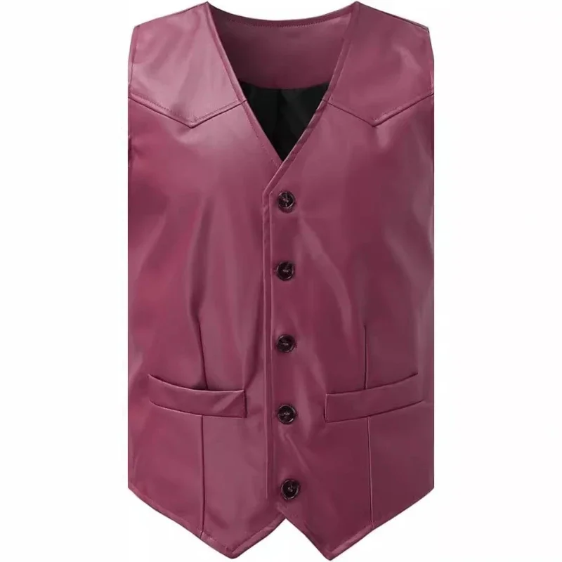 

Мужской жилет из искусственной кожи без рукавов с v-образным вырезом, жилеты, пальто, однобортные куртки с карманами на пуговицах, повседневная куртка, осень-зима, новинка