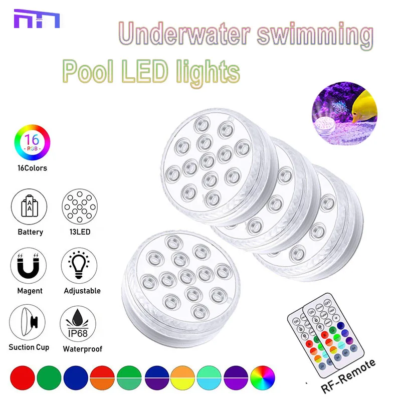 Remote control RGB diving light suction cup swimming pool light diving fish tank colorful underwater light aquarium coloredlight