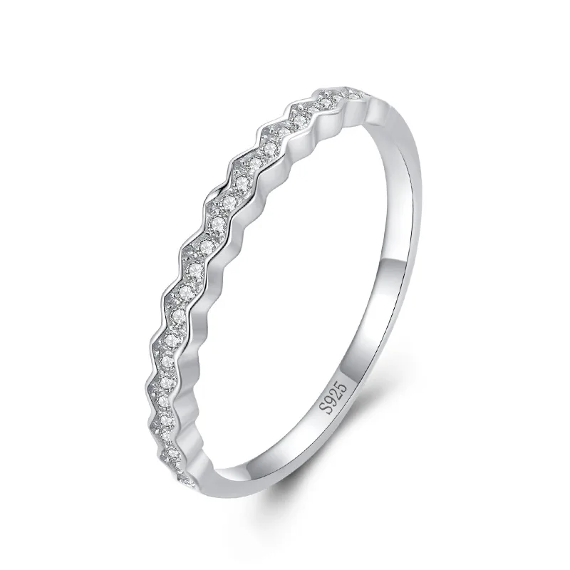 

Pave Diamond Simple S925 Silver Women Jewelry Index Finger Ring for Daily