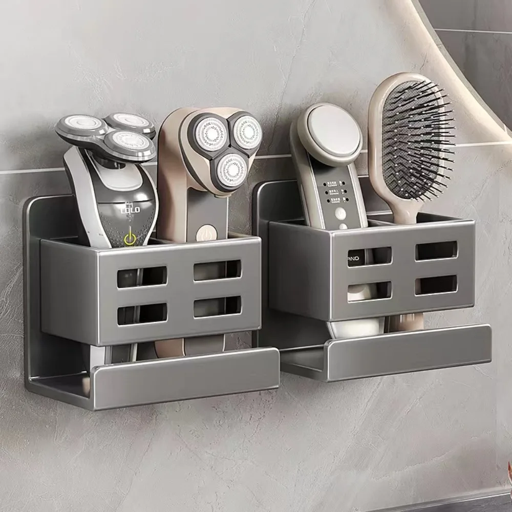 Multifunctional Toothbrush Holder Waterproof Grey/White Toothbrush Storage Rack Great Load Bearing Wall-Mounted Storage Rack
