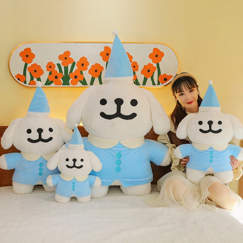 

Kawaii Line Dog Plush Toy Cute Pajama Hat Line Dog Stuffed Doll for Kids Birthday Xmas Gift Soft Cuddly Baby Doll Plaything