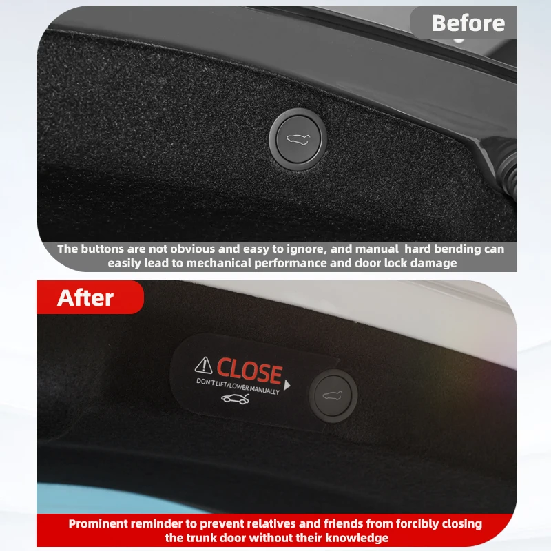 For Tesla Model Y Juniper Electric Tailgate Warning Sticker Model 3 Highland Car Trunk Warning Sticker Accessory