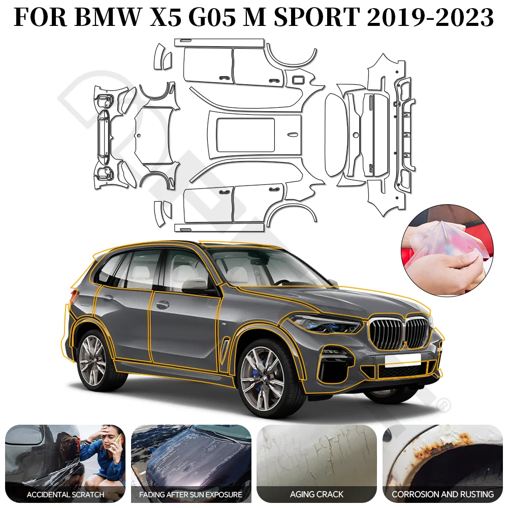 

Предварительно нарезанная пленка TPU PPF 8.5Mil HD Clear для полной защиты кузова автомобиля от царапин, защита лакокрасочного покрытия для BMW X5 M SPORT 2019-2023, аксессуар для экстерьера.