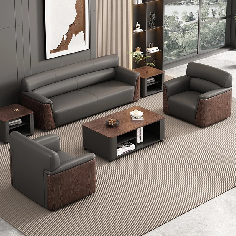 

Office simple three-seater, sofa coffee table combination, business reception