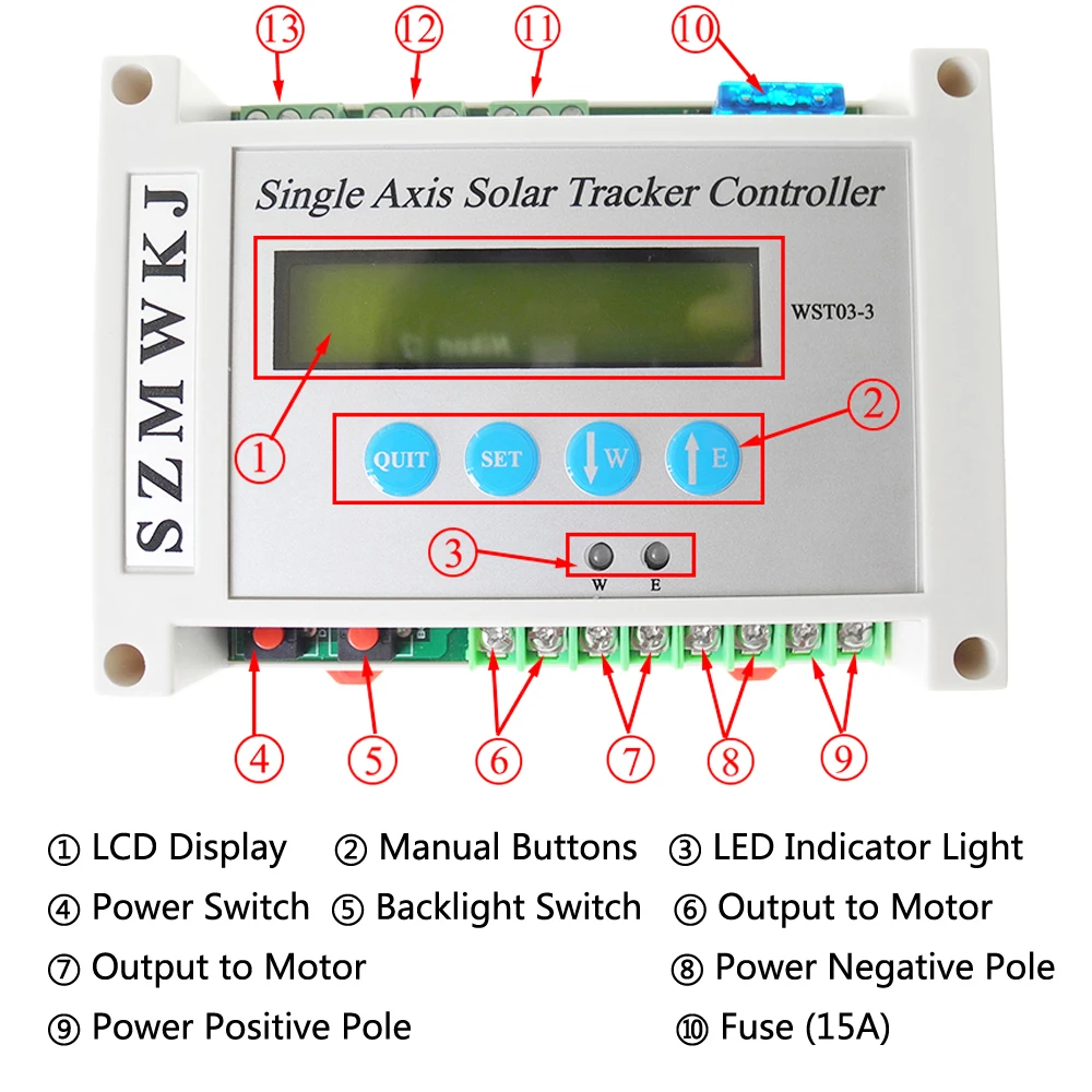 LCD Single Axis Auto-Tracking Solar Tracker Controller Electronic Sunlight Automatic Tracking Controller +Light Sensor +Remote