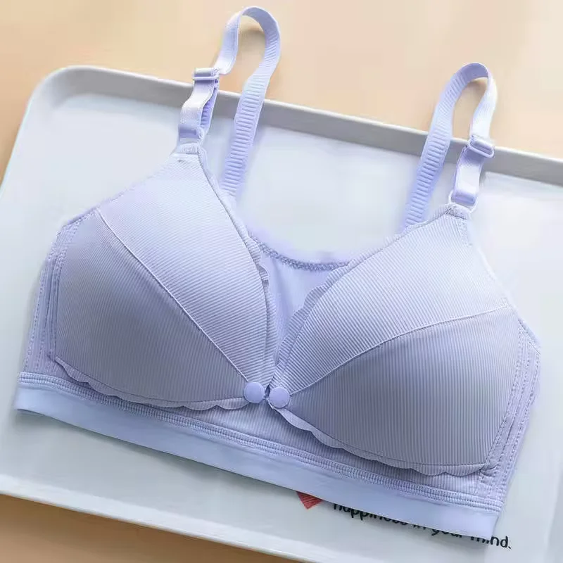 Women Push Up Bra Prevent Sagging Wire Free Bras Breathable Underwear Detachable Bralette Wireless Gathered Brassiere