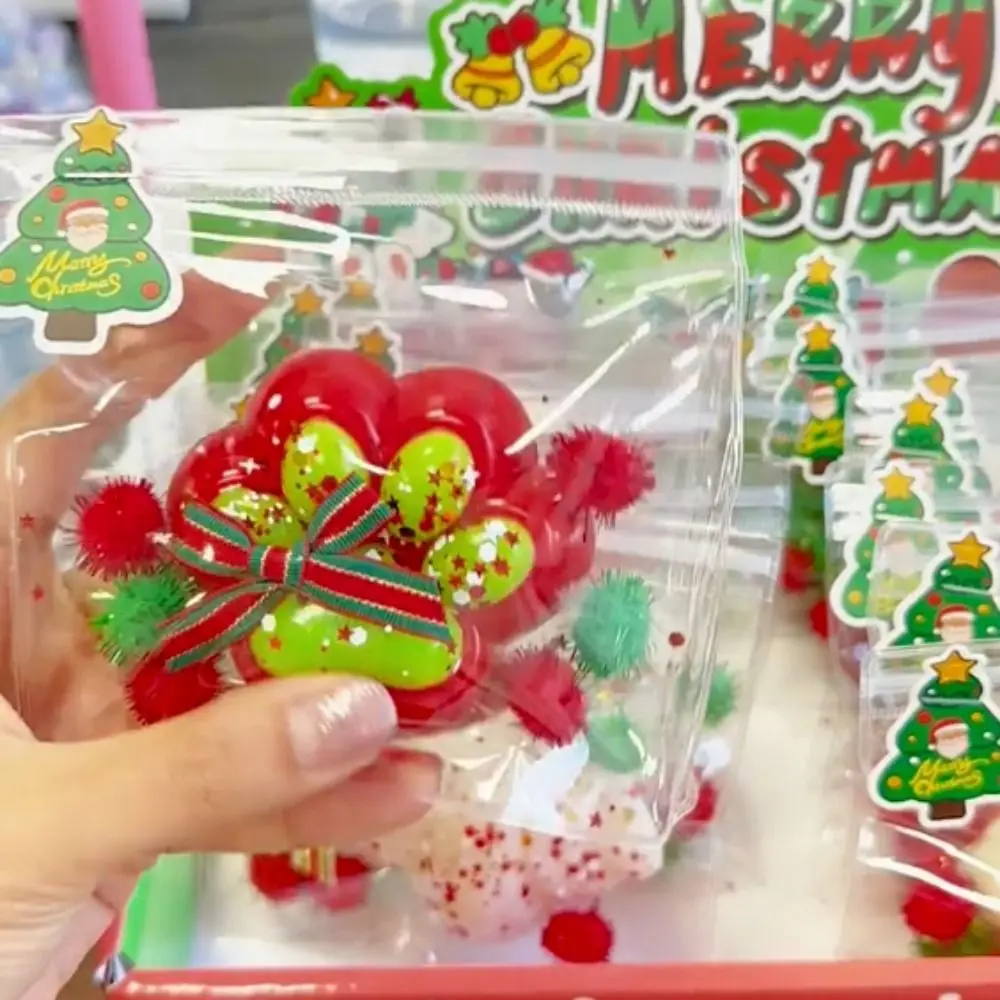 Pétrissage noël chat patte presser jouets rebond lent Silicone dessin animé beignet jouet bonhomme de neige 3D arbre de noël pincement jouet enfants