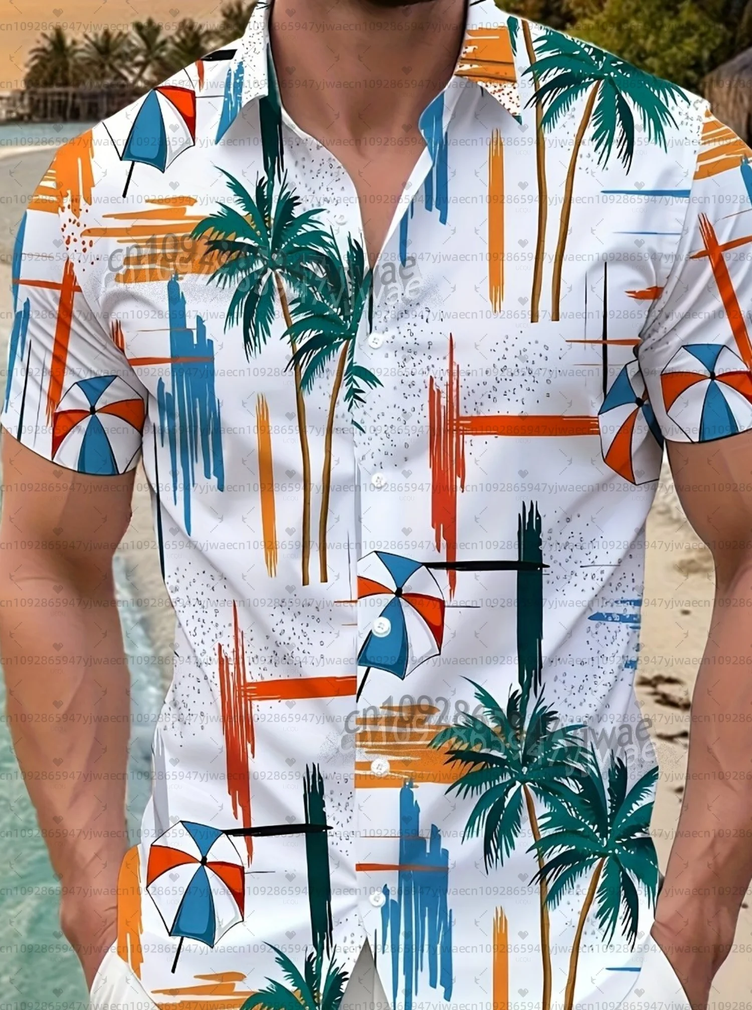 2026 Mens women tree beach  Print Short Sleeve Lapel Shirt Tops Men's Casual Hawaii Shirts For Summer Daily Wear Shirts