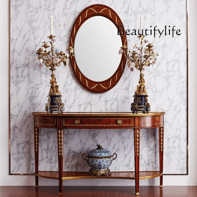 

M British Neoclassical Solid Wood Entrance Decorative Cabinet High-end Furniture Household Simple Living Room Storage Cabinet