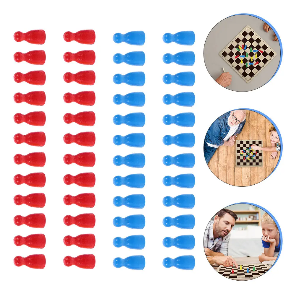 48Pcs Flight Chess Human Shape Wooden Game Pieces Replacement Set for Kids Board Game Accessory Human Shape Chess Pieces