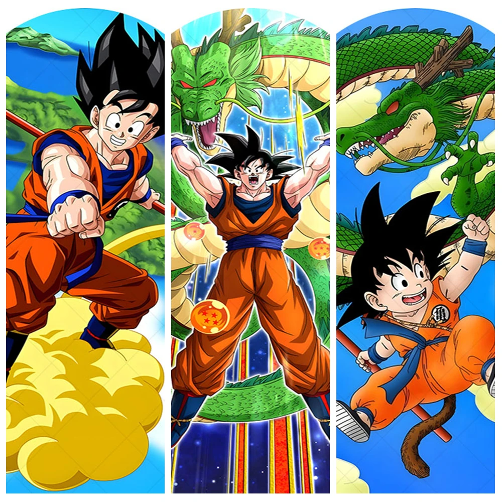 Dragon Ball Goku Arch Backdrop Customized Kids Boy Birthday Party Decorations Photography Stretch Orange Baby Shower Supplies