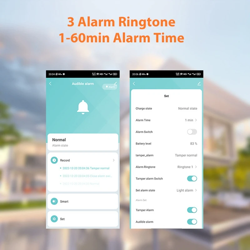 Juego de alarmas solares a prueba de lluvia, alarmas de sonido y luz ABS, alarma de sonido y luz Zigbee, 1 Juego