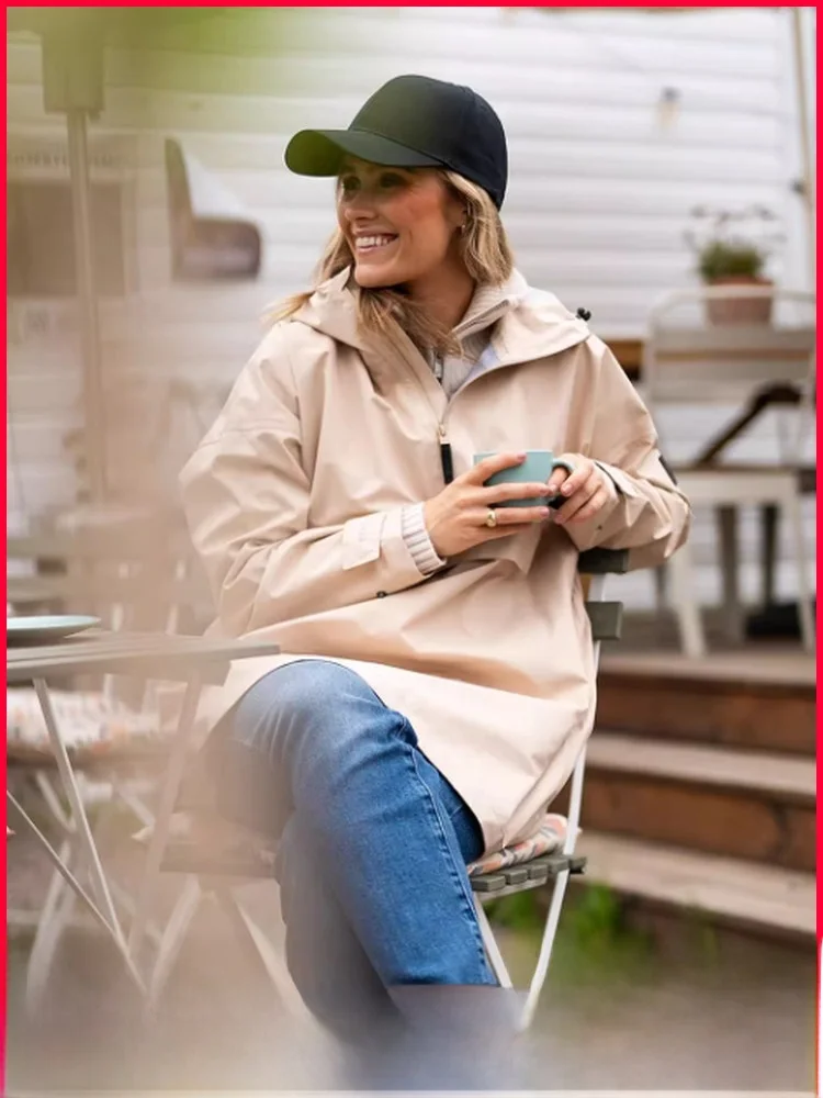 

Waterproof Breathable 3L Tee Layer Glued Nordic High End Men's f Zip mid Length Windbreaker Coat Youth Faion Autumn Wear