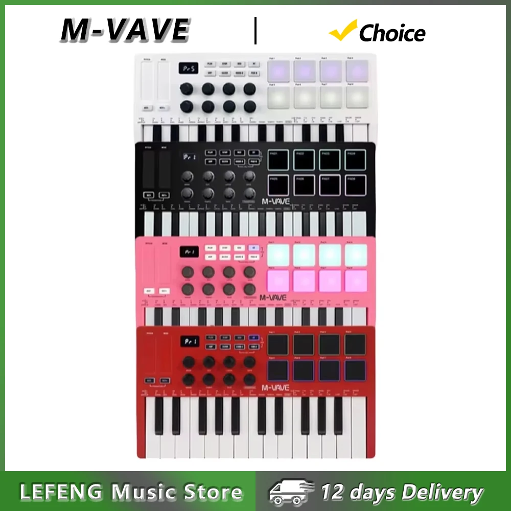 M-VAVE SMK-25 MIDI Keyboard Controller 25 Key 8 RGB Backlit Drum Pads Beats Maker Music Keyboard Strike Pad for Music Production