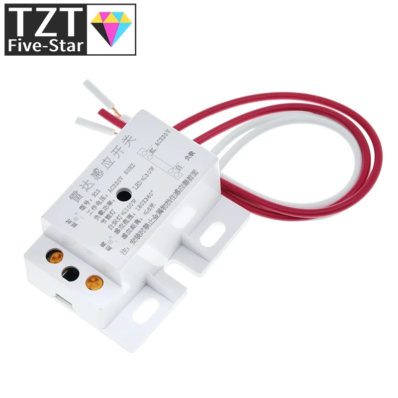 Imagem -04 - Auto Interruptor Sensor Infravermelho Pir Microondas Radar Movimento Corporal Módulo Ajustável Tempo de Distância Novo 220v ac 50hz