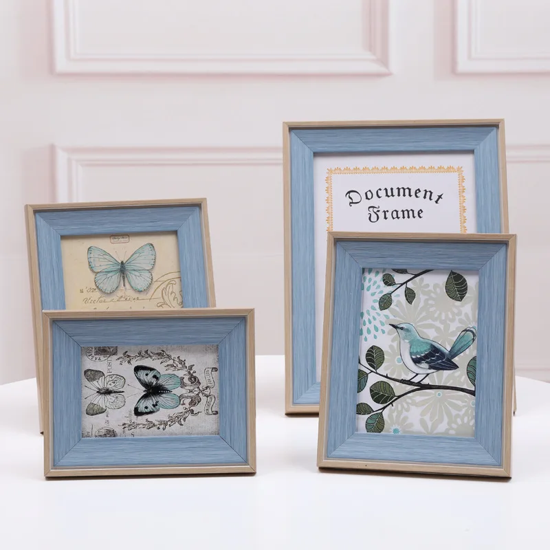 

Creative European F Pink Blue Picture Frame Retro Table Frame 5 "6" 7 "8" ·10 "a4 Wall Picture Frame Light Luxury Home Decoratio