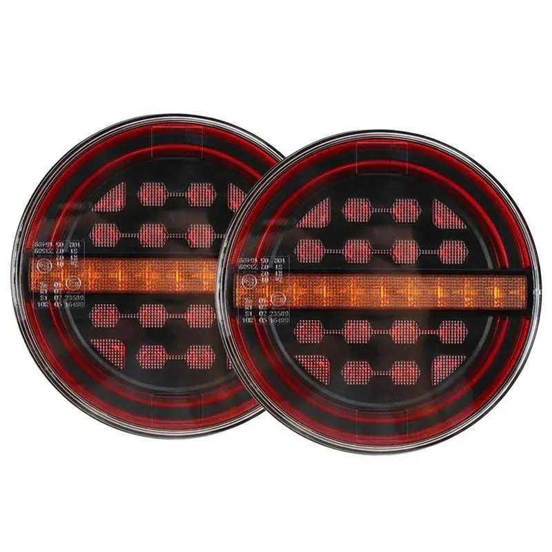 

Efficientt-5.3Inch Round LED Truck Trailer Light Rear Brake Light DRL Flow Turn Signal Light For Truck Ships Van Boat Lorry