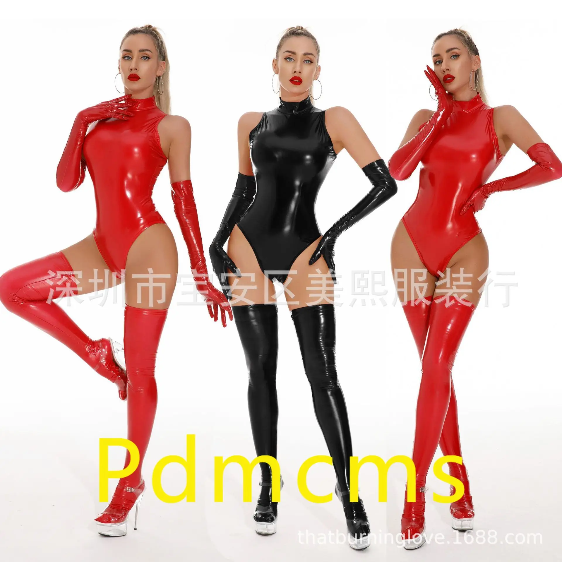 

2025 new oily fun corset tight mirror latex ammonia one-piece leather jacket PU patent leather zipper pants bright leather leath
