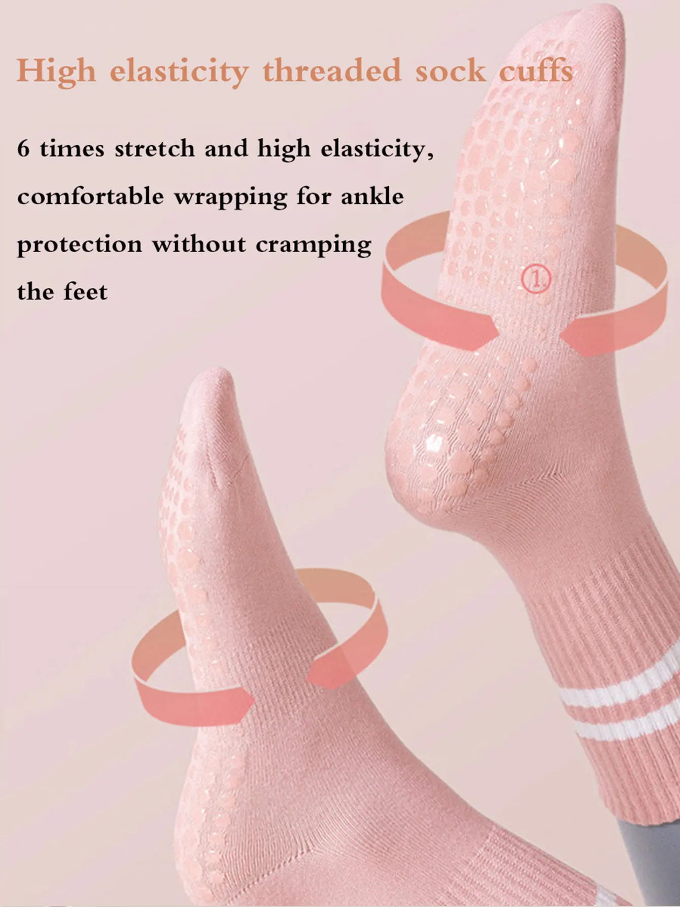 2 pairs of yoga socks, women's mid length socks, spring and autumn fitness socks, anti slip floor socks, sports socks