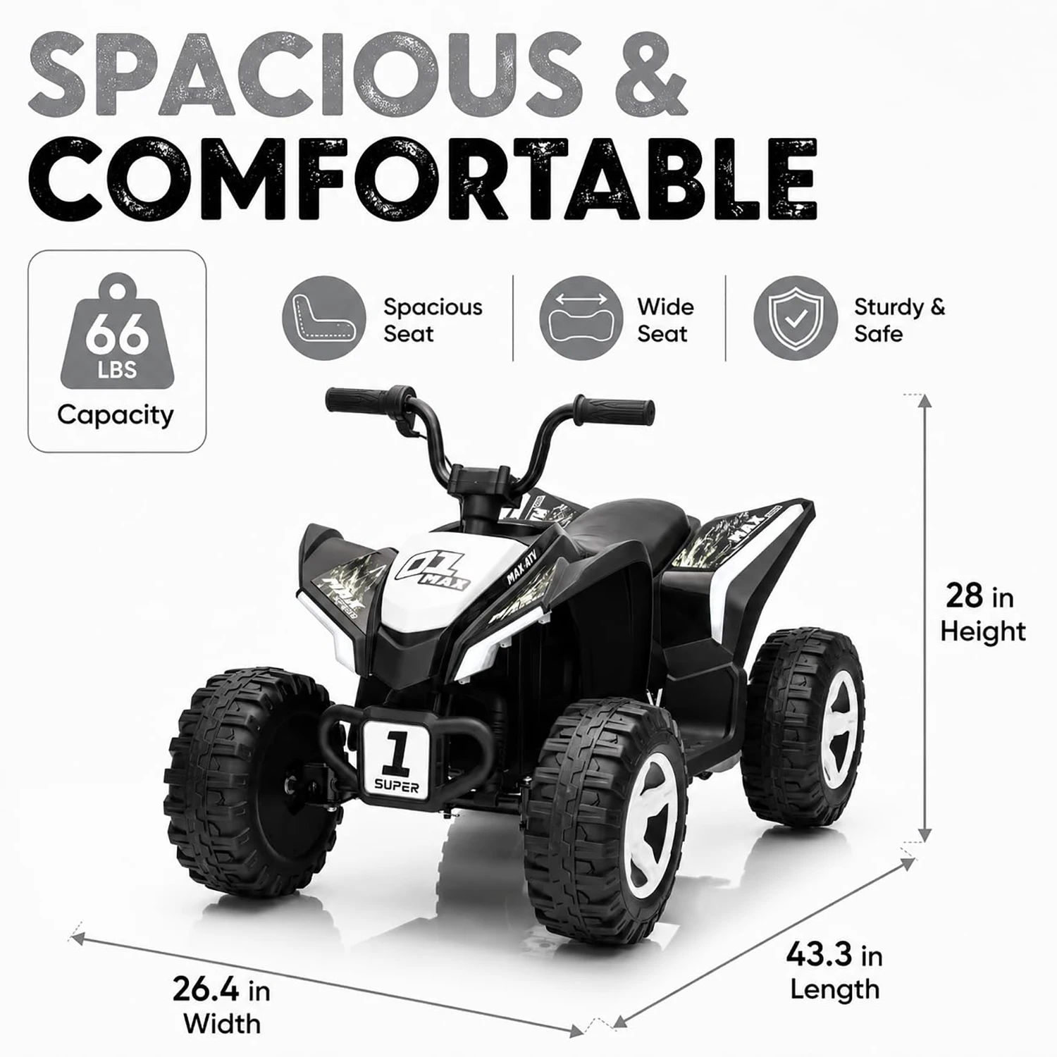 12V電動キッズATV四輪車、デュアル550モーター搭載、前 - Kids Outdoor Electric Quad のレビューと価格