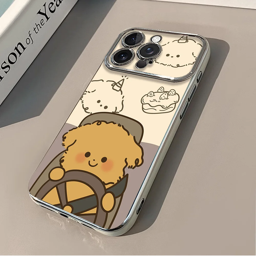 Exclusive Location Driving Puppy Couple Electric Ferry Large Window Phone Case For IPhone 12 11 13 14 15 16 Max Pro Plus Shell