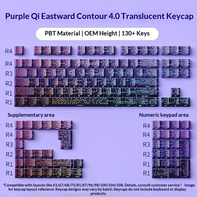 

Pbt Keycaps Side Glow Light Mechanical Keyboard Original Factory Height For 61/68/75/84/87 Keys Game Keyboard Gift