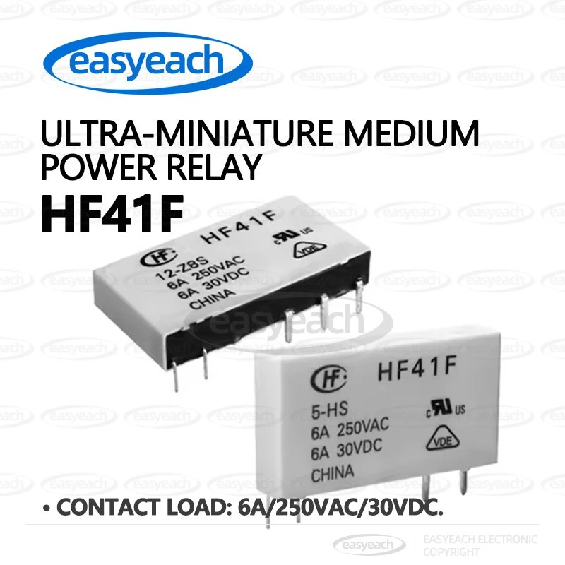 New original HF41F-005/012/024-ZS/HST/ZST/HS HF subminiature medium power relay 6A 4KV 250VAC 30VDC relay