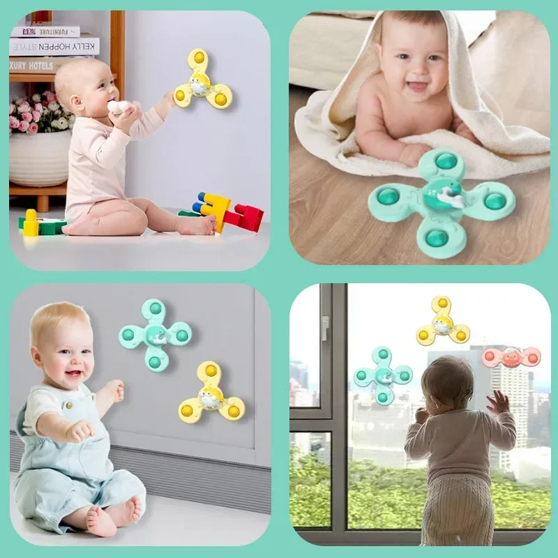 3 Pieces/Set Of Baby Shower Toys Fun Shower Suction Cups Rotating Suction Cups Cartoon Children\'s Education Toys Boy Gift