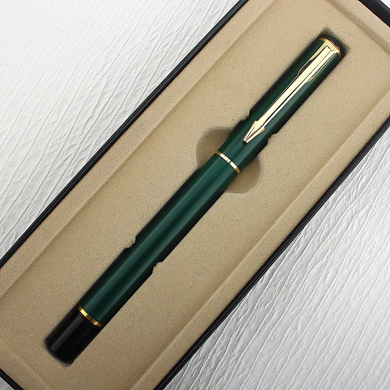 Metal Green Luxury Ink Ballpoint Pen, Black Ink Medium Point 0.5mm Smooth Writing Metal Ball Point Pen Signature Pen