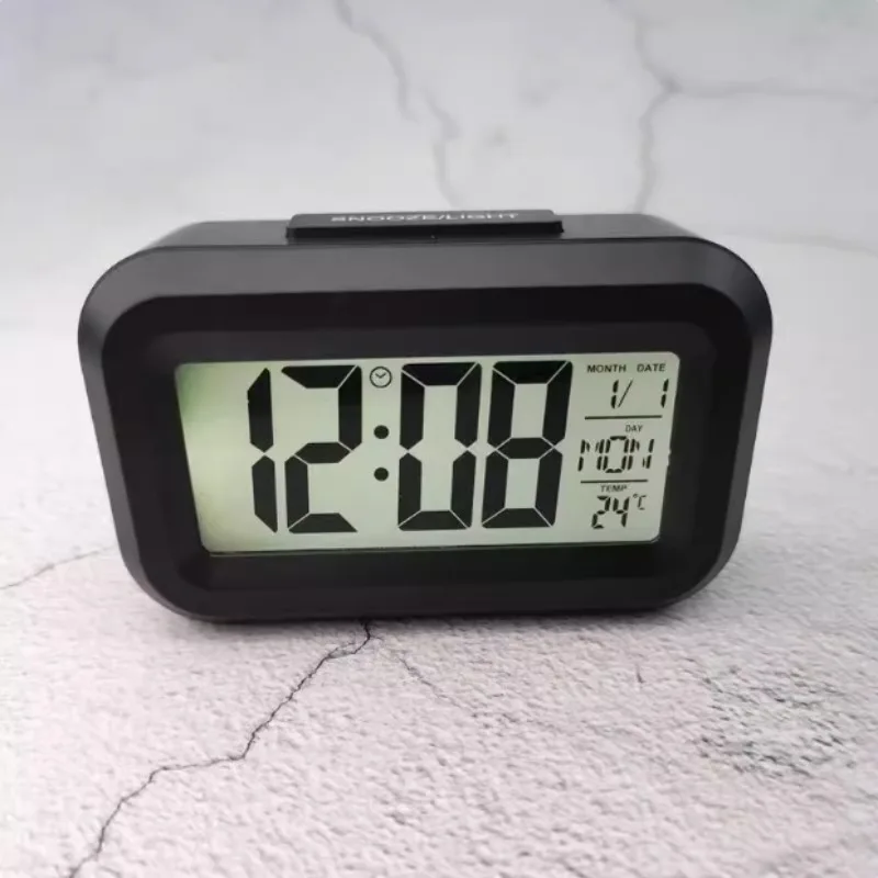 Intelligent Digital Alarm Clock Featuring Temperature, Calendar, Timer Functions and LED Lighting for Bedroom and Office Use