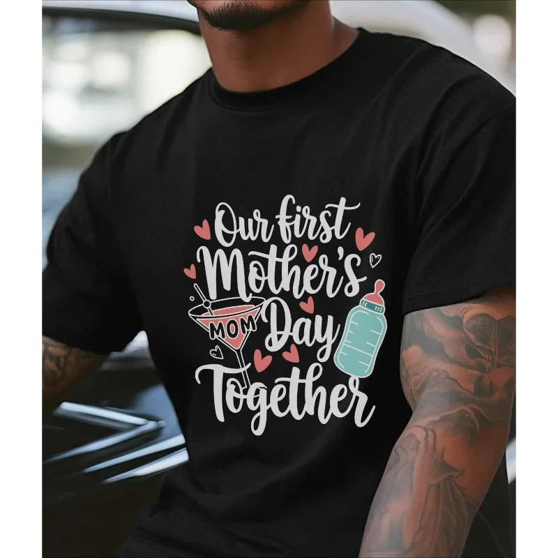

Our First Mother’s Day Together T Shirt New Mom Gift Graphic Tee Cute Baby Shower Mothers Day Outfit Casual Tops S-3XL