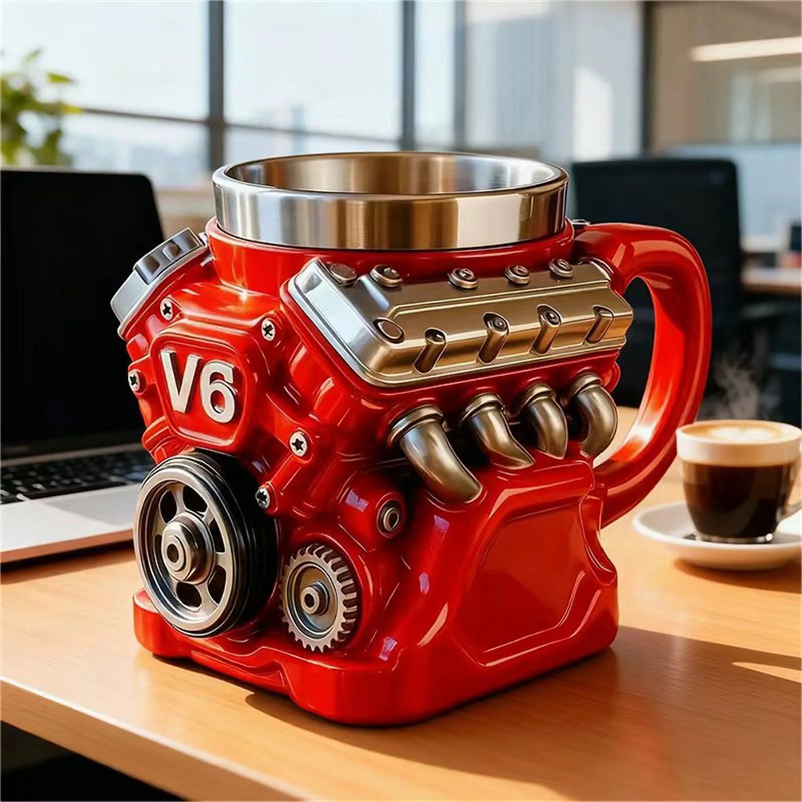 

Кофейная кружка в стиле ретро с дизайном двигателя V6/V8, уникальная декоративная кружка для автолюбителей, подходит для мужчин.
