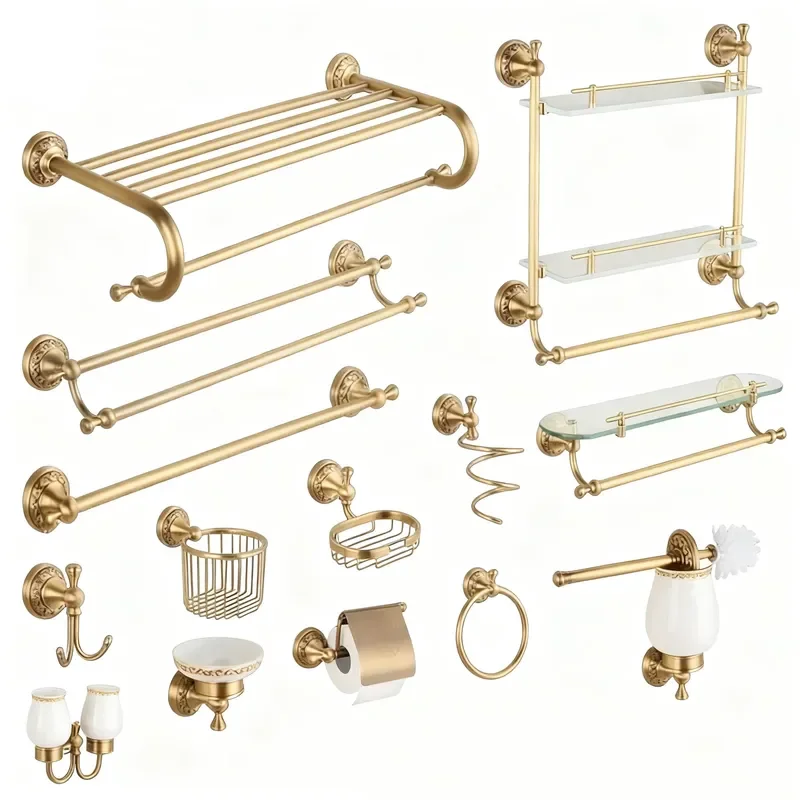 All Copper Luxury Bathroom Hardware Set Wall Mounted Accessories High Quality 10 Year Warranty Bath Fixture Kit