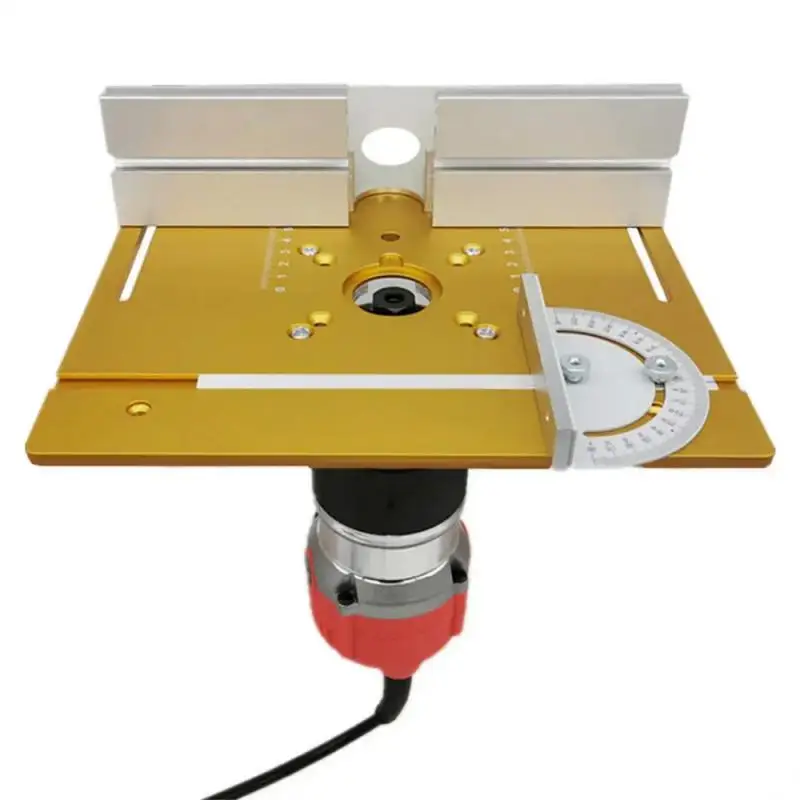 Aluminum Router Table Insert Plate W/ Miter Gauge for Woodworking Benches Table Saw Multifunctional Trimmer Engraving Machine