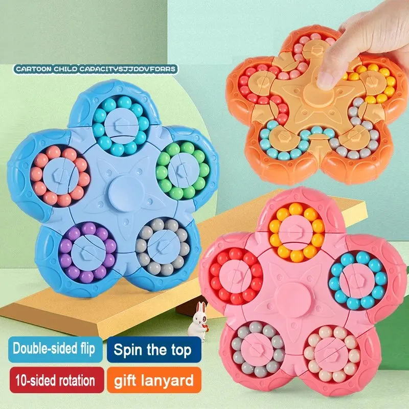 Montessori Rotating Magical Bean Cube Fingertip Toy Children Mind Brain Teaser Game Spinners Stress Relief Toys Boy Girl Gift