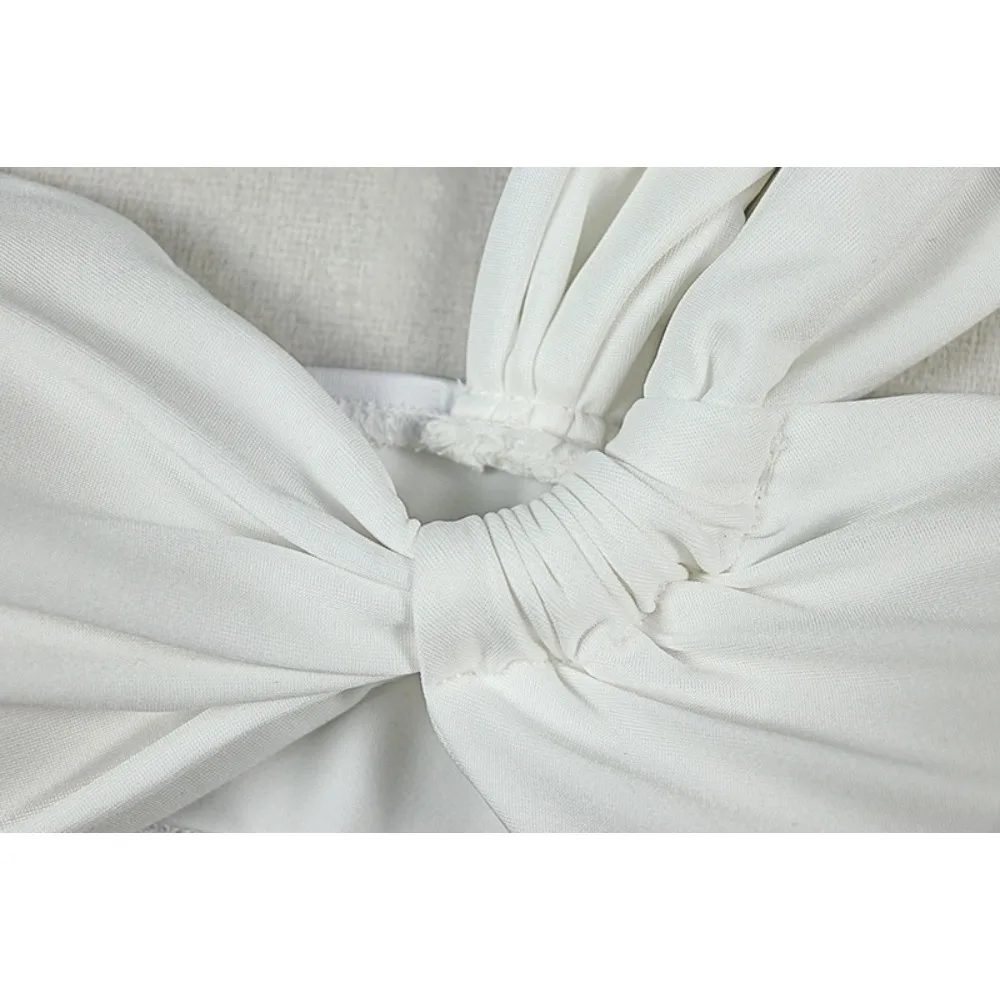 FLARORA セクシーなメッシュ素材のルーシュ加工2ピースセット、女性用ストラップレスクロップトップとハイ スリットロングスカートスーツ、エレガントなビーチバケーションウェア