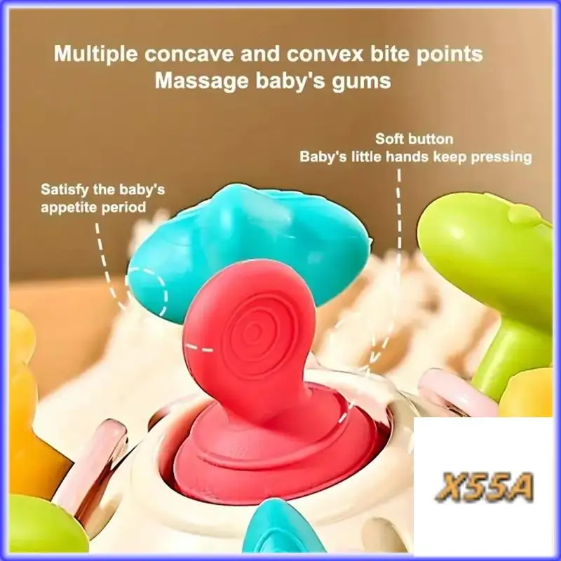 XX-Soft Rubber Hand Grab Ball Space Hand Grip Ball Soft Rubber Finger Exercise Baby Teether Rattle For Newborns