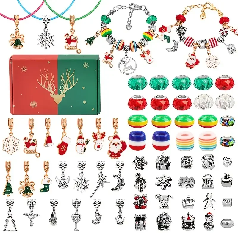 65pcs Charm Bracelet Making Kit, Christmas Gift Set DIY Craft For Girls, Making Kit Art And Craft For Kids