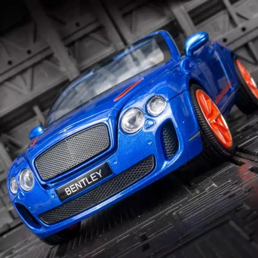 

1:24 Bentley Continental ISR Convertible Car Model Toy Doors Opened Sound Light Alloy Coupe Models Collection Kids Toys Gifts