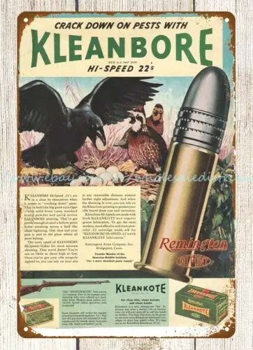 home wall art 1937 Remington Kleanbore ammo firearm bird hunting metal tin sign