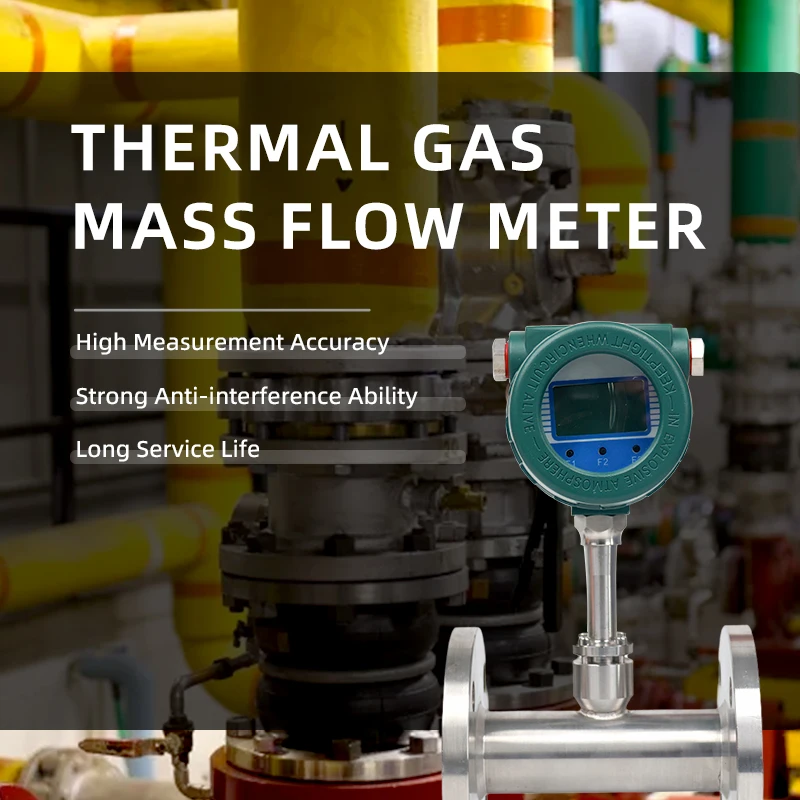 High Accuracy Air Flow Meter DN100 Thermal Mass Flow Meter For Gas LCD Display Gas Flow Meter