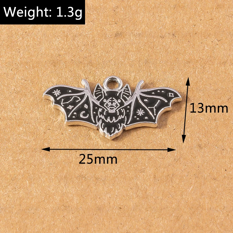 10Pcs Metal Bat Charms Halloween Skull Pumpkin Charm Pendants for Making Necklace Bracelet Handmade DIY Jewelry Findings