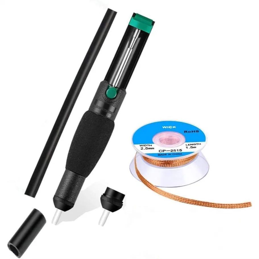 

4 in 1 Desoldering Pump with Solder Wick and Spare Nozzle for PCB Repair