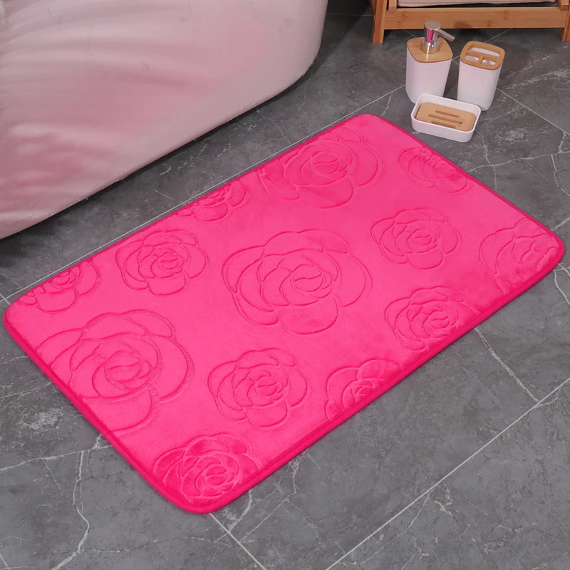 Bathroom Rugs,Roses Rose Embossing Bath Rugs,Non Slip Bath Mats,Water Absorbent,Washable Bath Rugs for Tub,Toilet and Floor