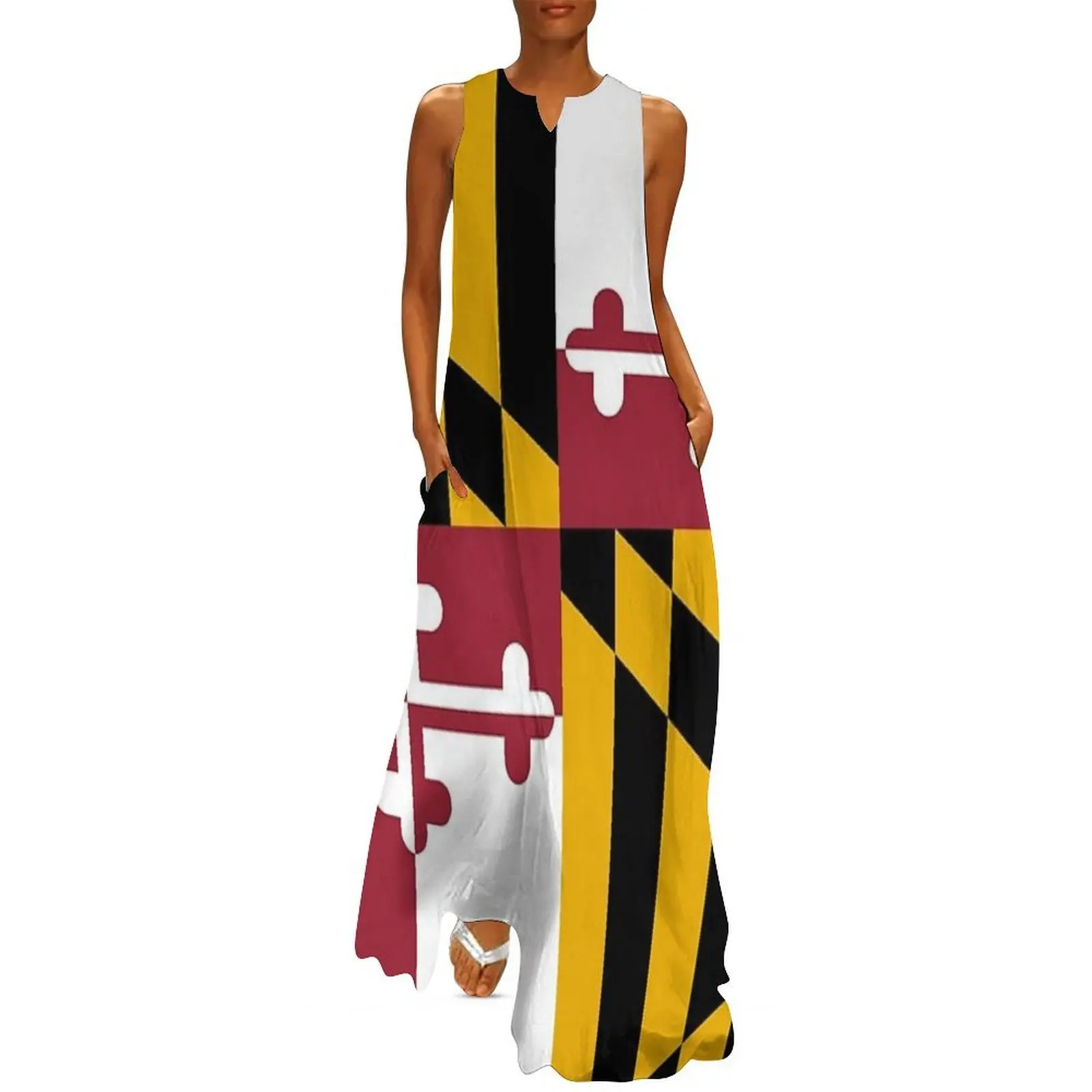 

Maryland State Flag Long Dress dresses for women summer dress women 2025 african dresses for woman summer dresses for women 2025