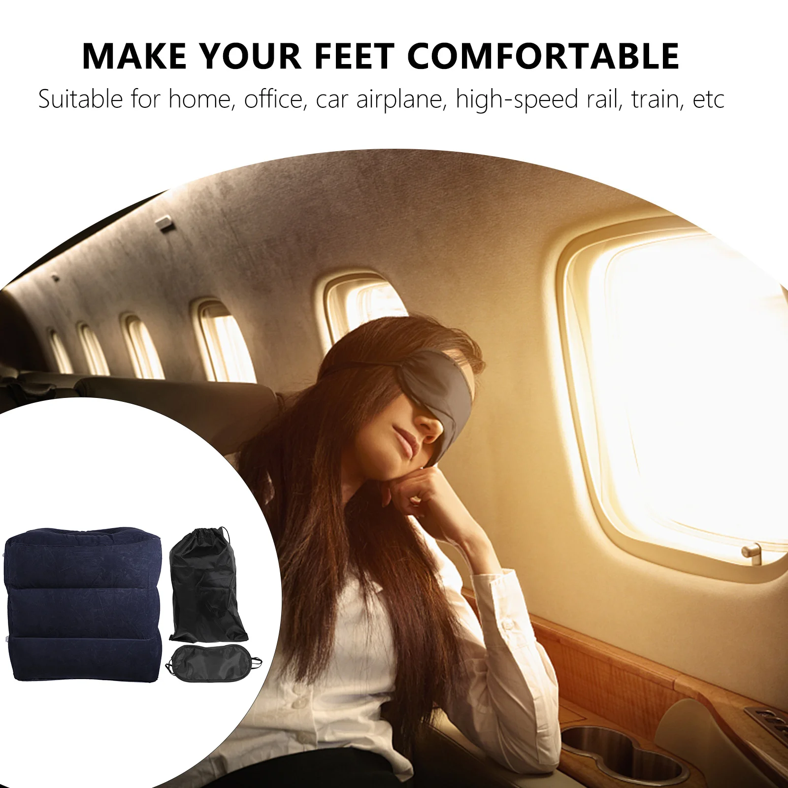 

Inflatable Footrest Adjustable Height Foldable Travel Cushion For Long Sitting Comfort Flocking Pvc Material Stool Use Outdoor