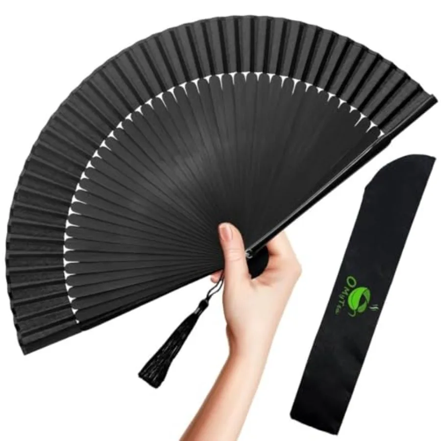

Folding Hand Fan for Women - Foldable Chinese Japanese Vintage Bamboo Silk Fan - for Hot Flash, Church, Decoration, EDM, Music
