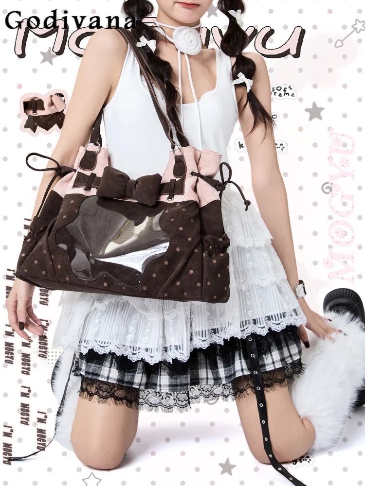 

Japanese Original Polka Dot Large-capacity Tote Shoulder Bag Women's Daily Commuting Casual Sweet and Cool Girl Lolita Itabag