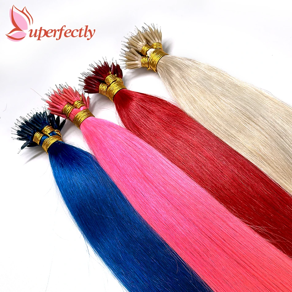 Nano Ring Human Hair Extensions Remy Hair Extensions 0.8g/Pc Microlinks Natural Hair Balayage Blonde 16--26Inch 50 100Strands