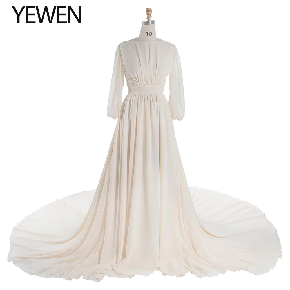 Custom color long sleeves chiffon boho dress for photoshoot